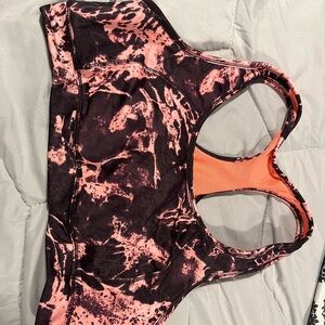 Women's Pink and Black Sports Bra